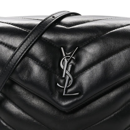 Saint Laurent Calfskin Y Quilted Monogram Monochrome Toy Loulou Crossbody Bag Black 8 of 10