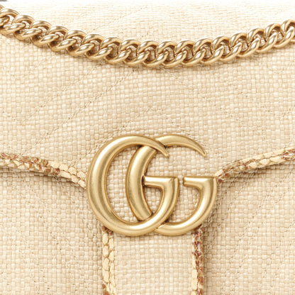 Gucci Raffia Elaphe Matelasse Small GG Marmont Shoulder Bag Natural Cream Brown 8 of 10