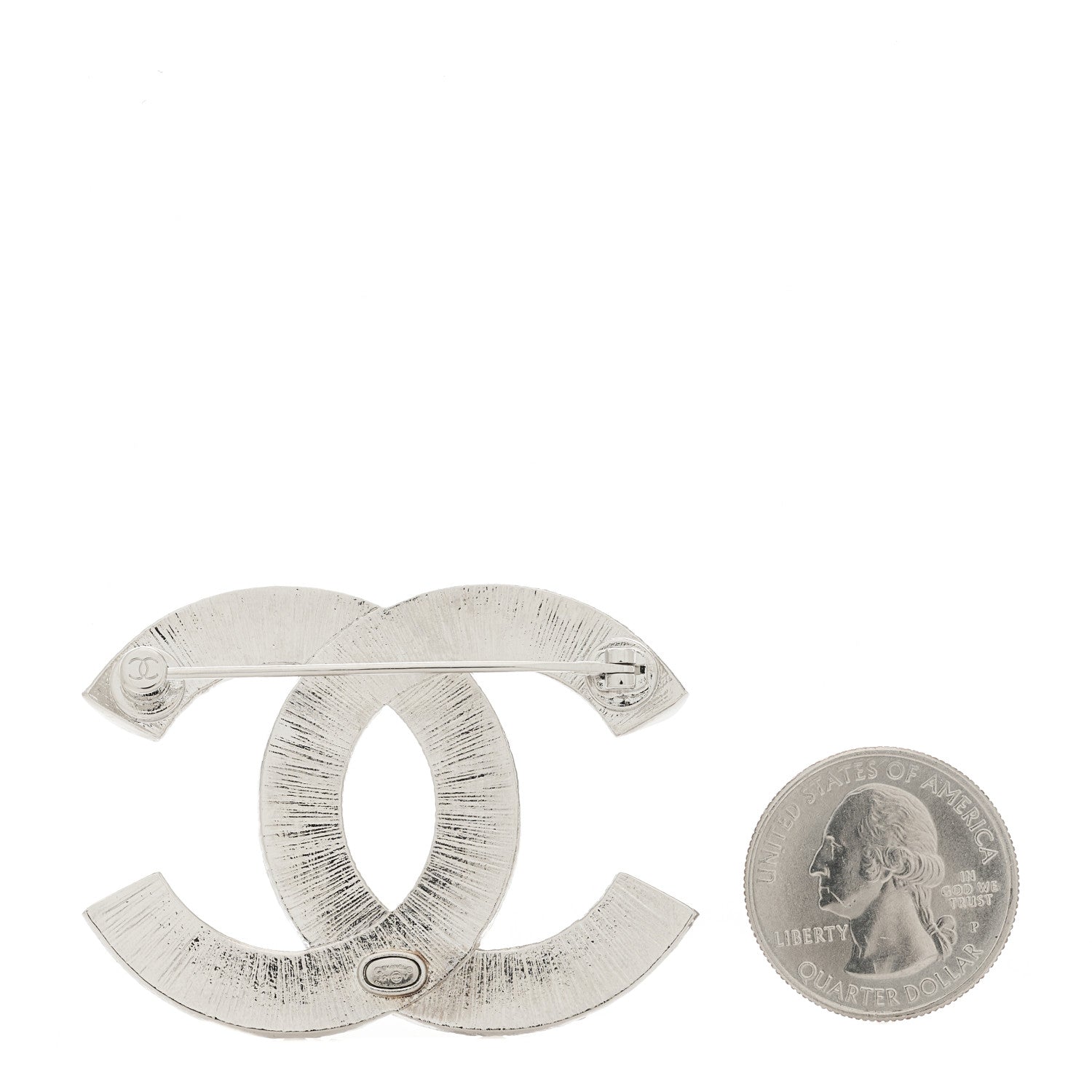 Chanel Baguette Crystal CC Brooch Silver 2 of 5