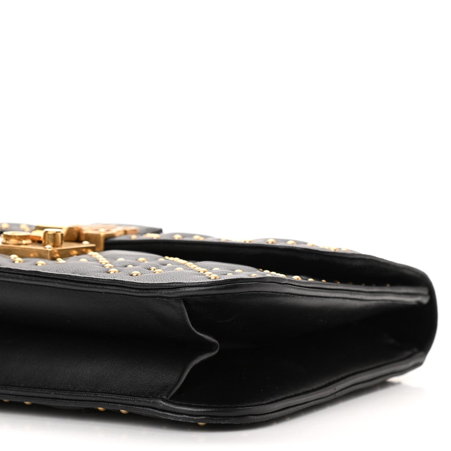 Lambskin Cannage Studded Large Dioraddict Flap Bag Black