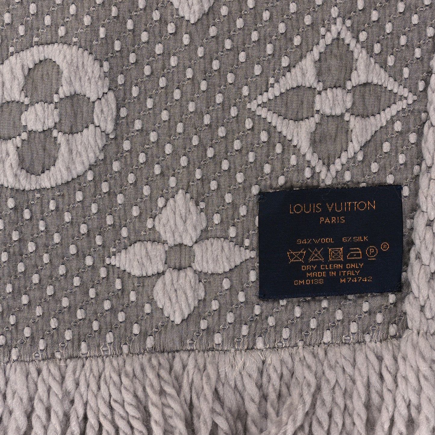 Wool Silk Logomania Scarf Pearl Grey