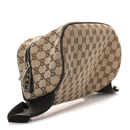 Gucci Monogram Dollar Calfskin Waist Pouch Beige Ebony Testa di Moro Marrone Scuro 4 of 10