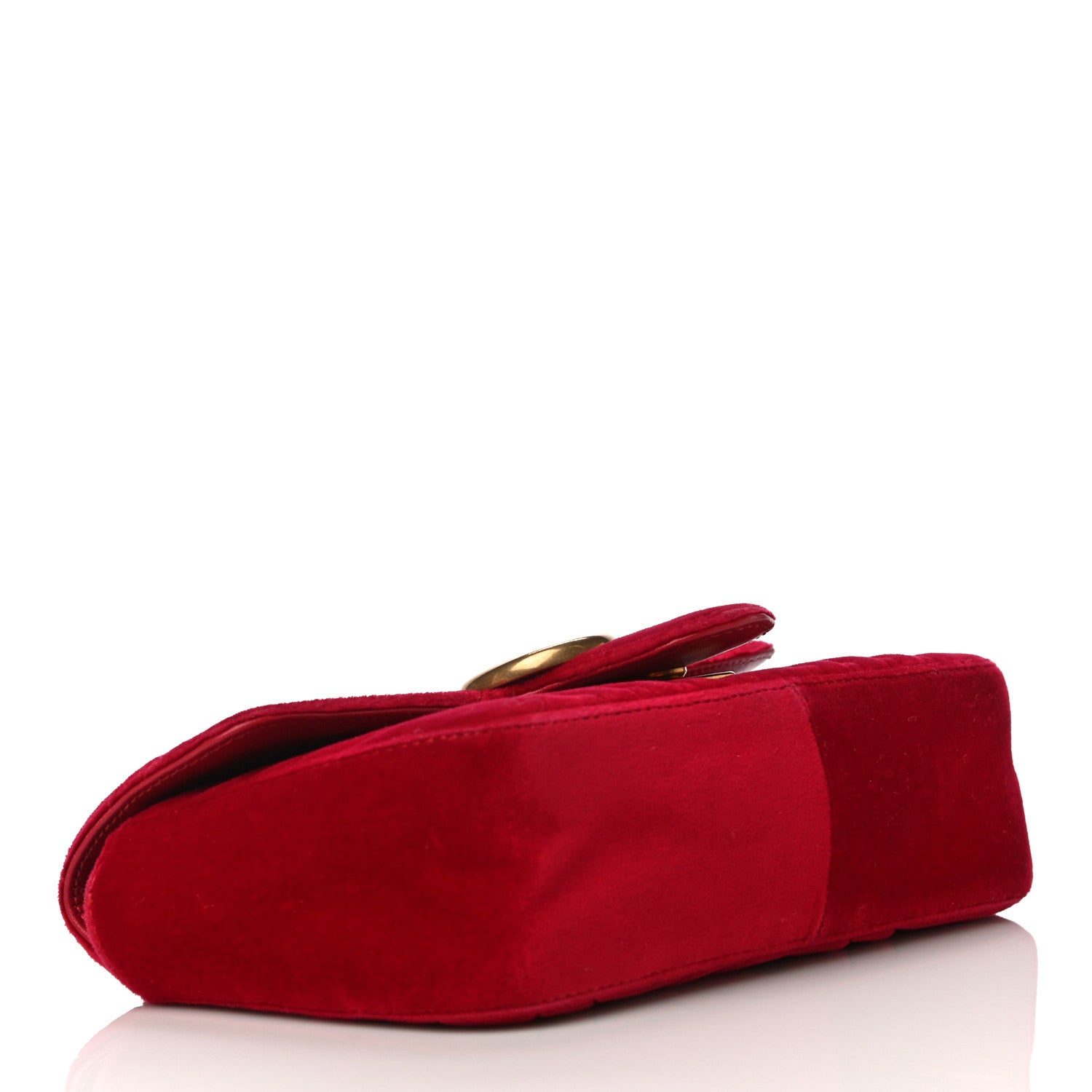 Gucci Velvet Matelasse Mini GG Marmont Shoulder Bag Hibiscus Red 4 of 17
