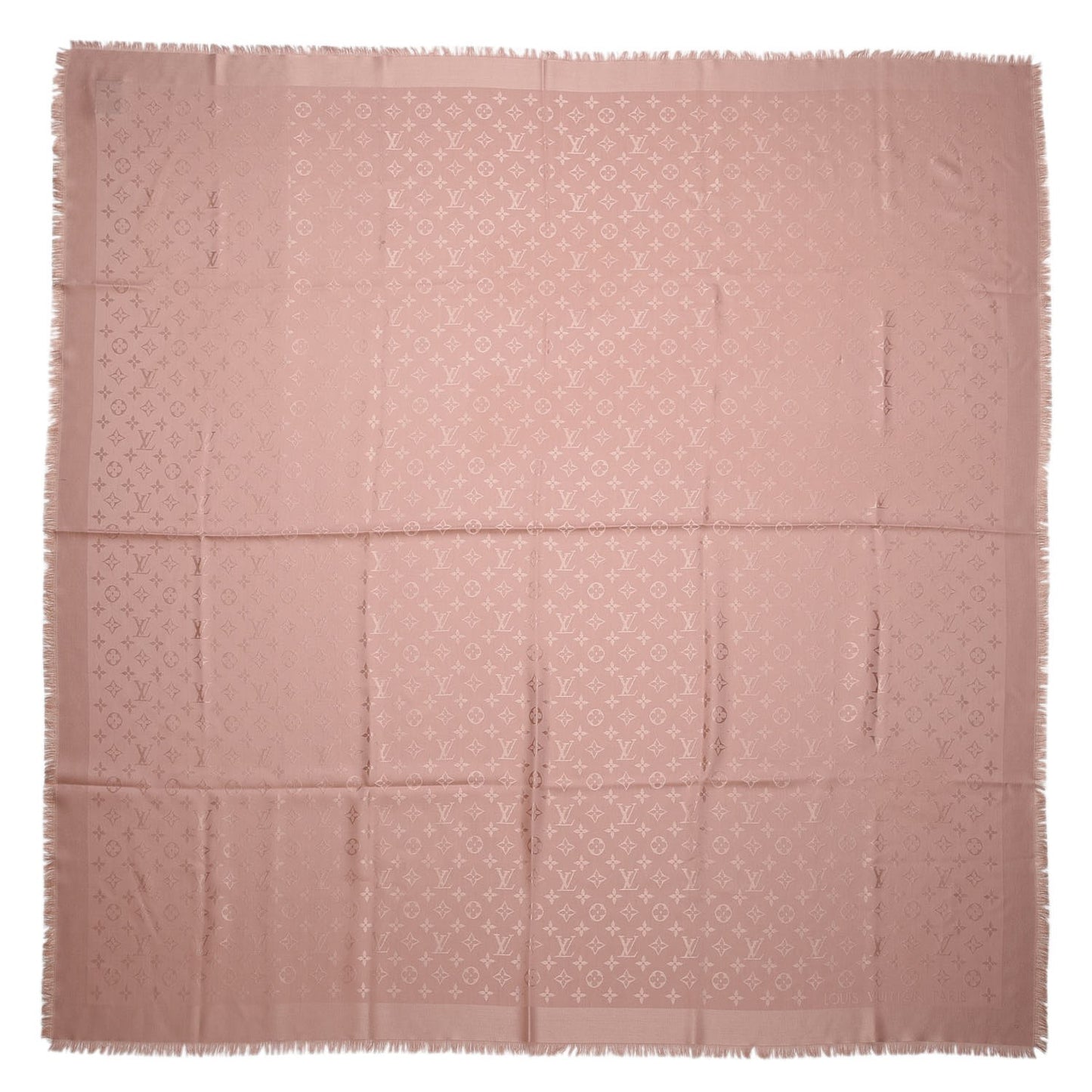 Silk Wool Monogram Shawl Natural