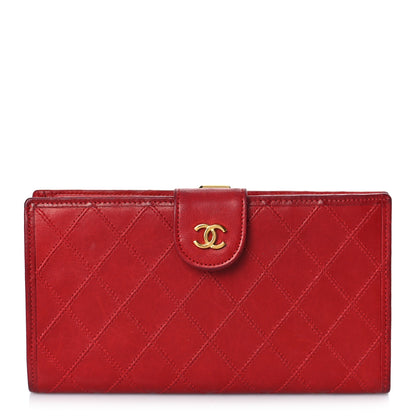 Chanel Calfskin Diamond Stitched French Wallet Red 1 of 14