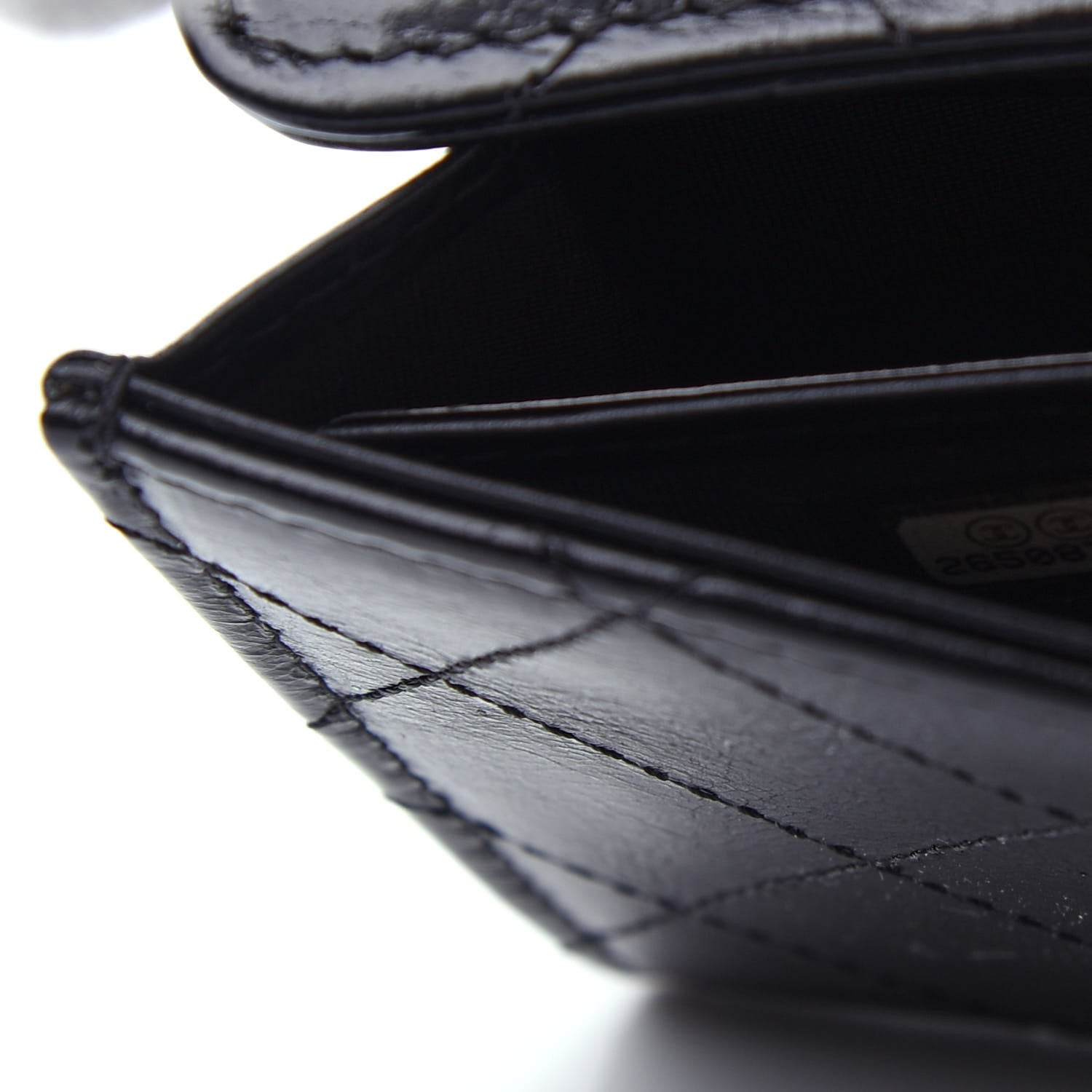 Chanel Goatskin Stitched Golden CC Flap Wallet Black 8 of 8