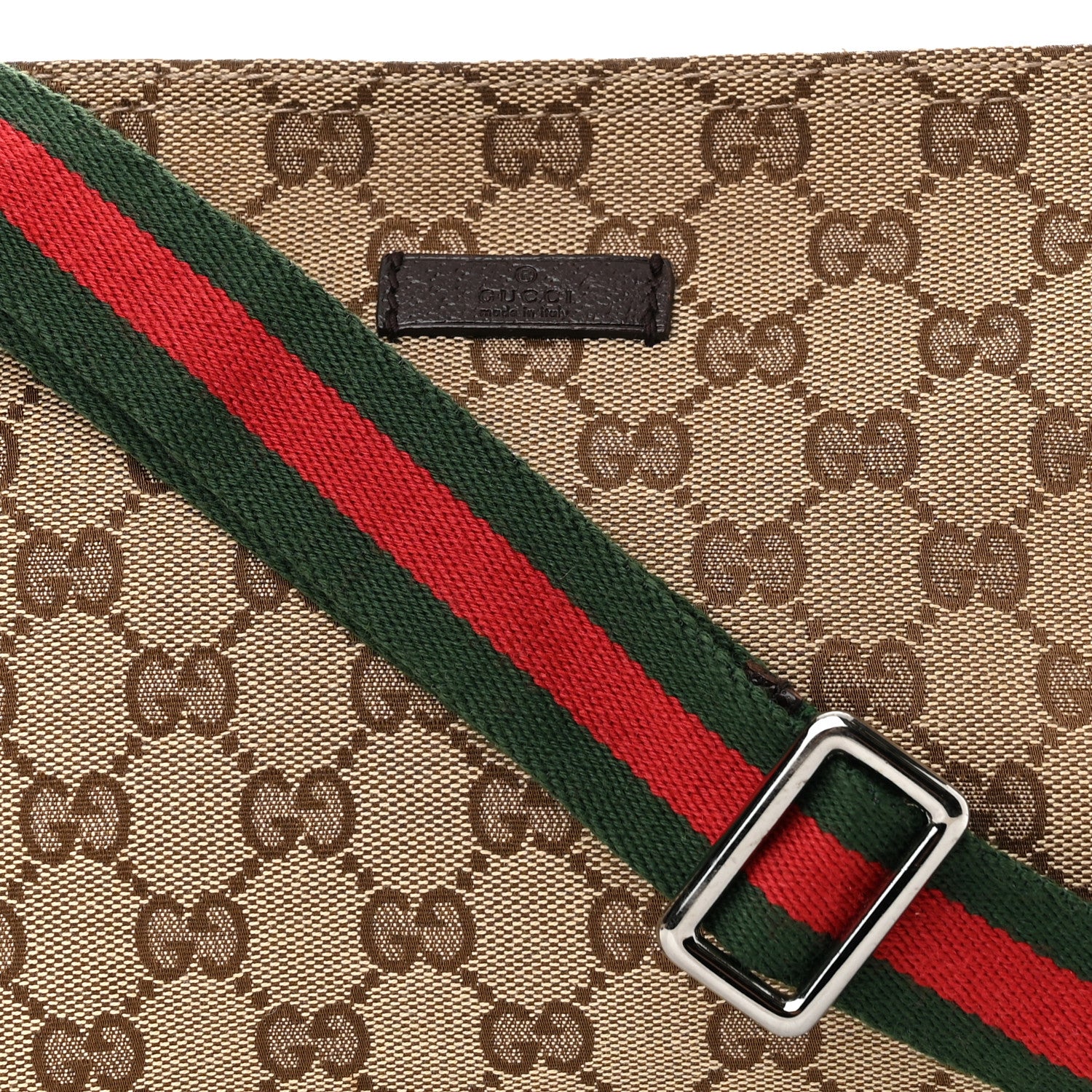 Gucci Monogram Web Small Flat Messenger Crossbody Dark Brown 8 of 10