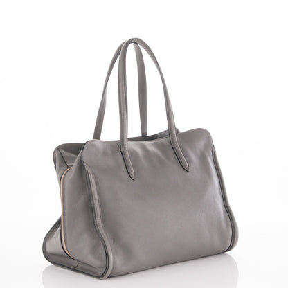 Alexander McQueen Pebbled Calfskin Large Skull Padlock Zip Around Tote Dark Grey 3 of 7