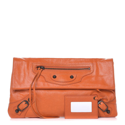 Balenciaga Agneau Classic Hardware Envelope Clutch Tangerine 1 of 9
