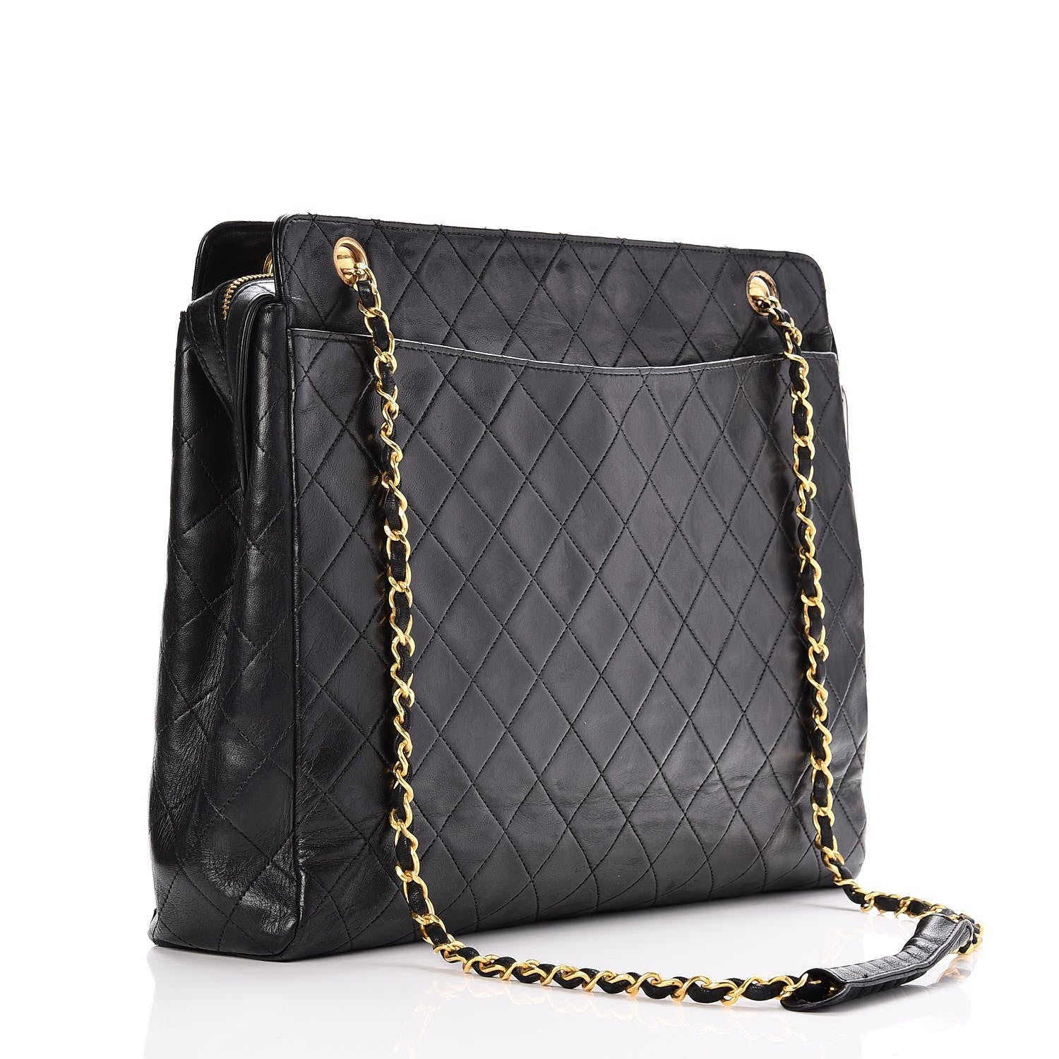 Chanel Lambskin Quilted Shopping Tote Black 3 of 9