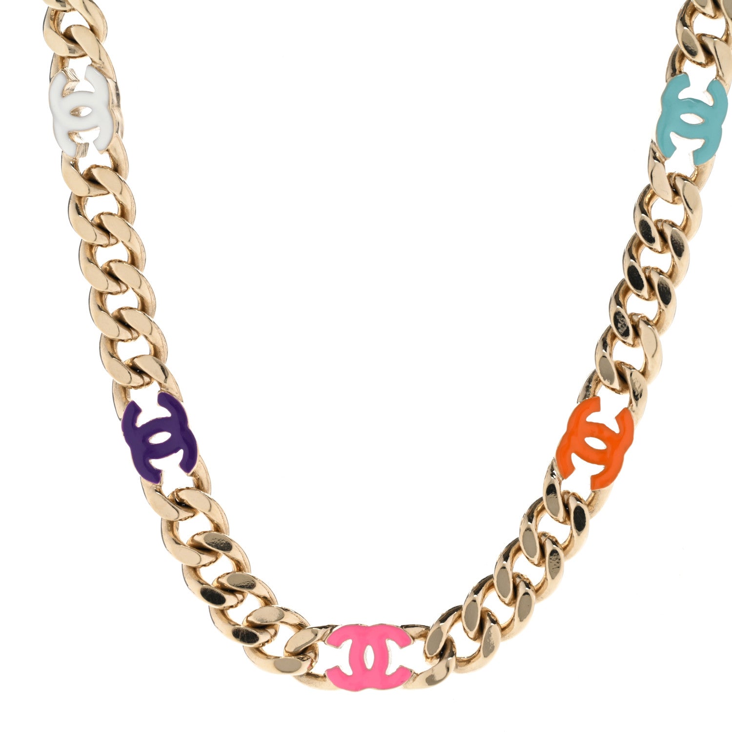 Chanel Metal Enamel Chain CC Choker Gold Multicolor 1 of 6