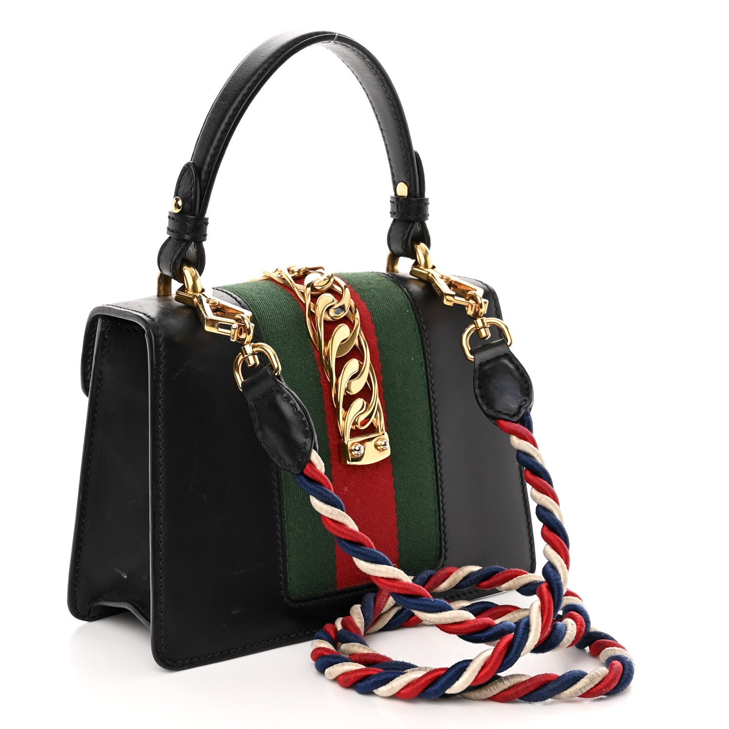 Gucci Calfskin Mini Sylvie Top Handle Bag Black 3 of 13