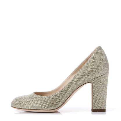 Jimmy Choo Glitter Fabric Billie 85 Pump 35 Champagne 1 of 7