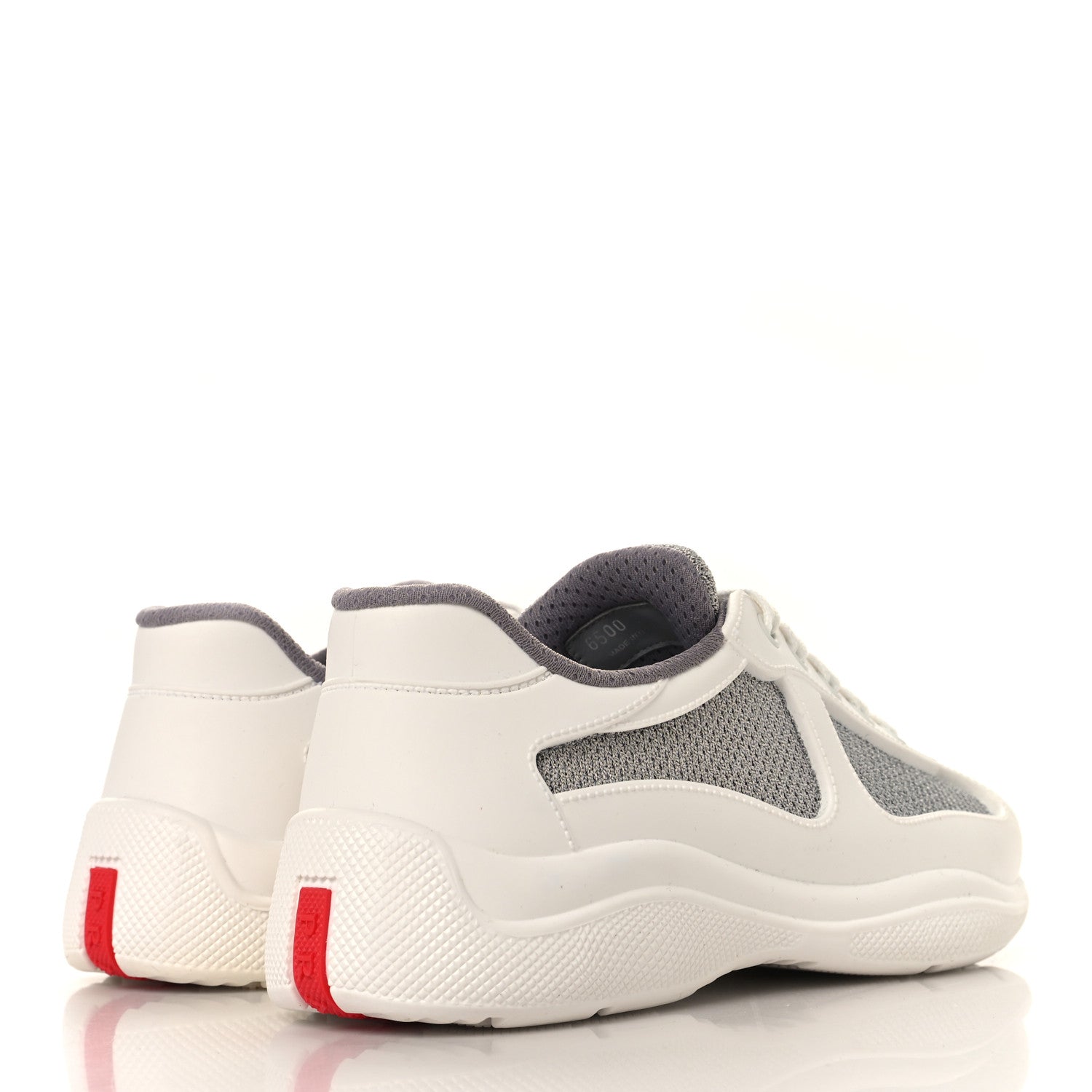 Prada Soft Rubber Mesh Womens America's Cup Sneakers 35 White Argento 5 of 9