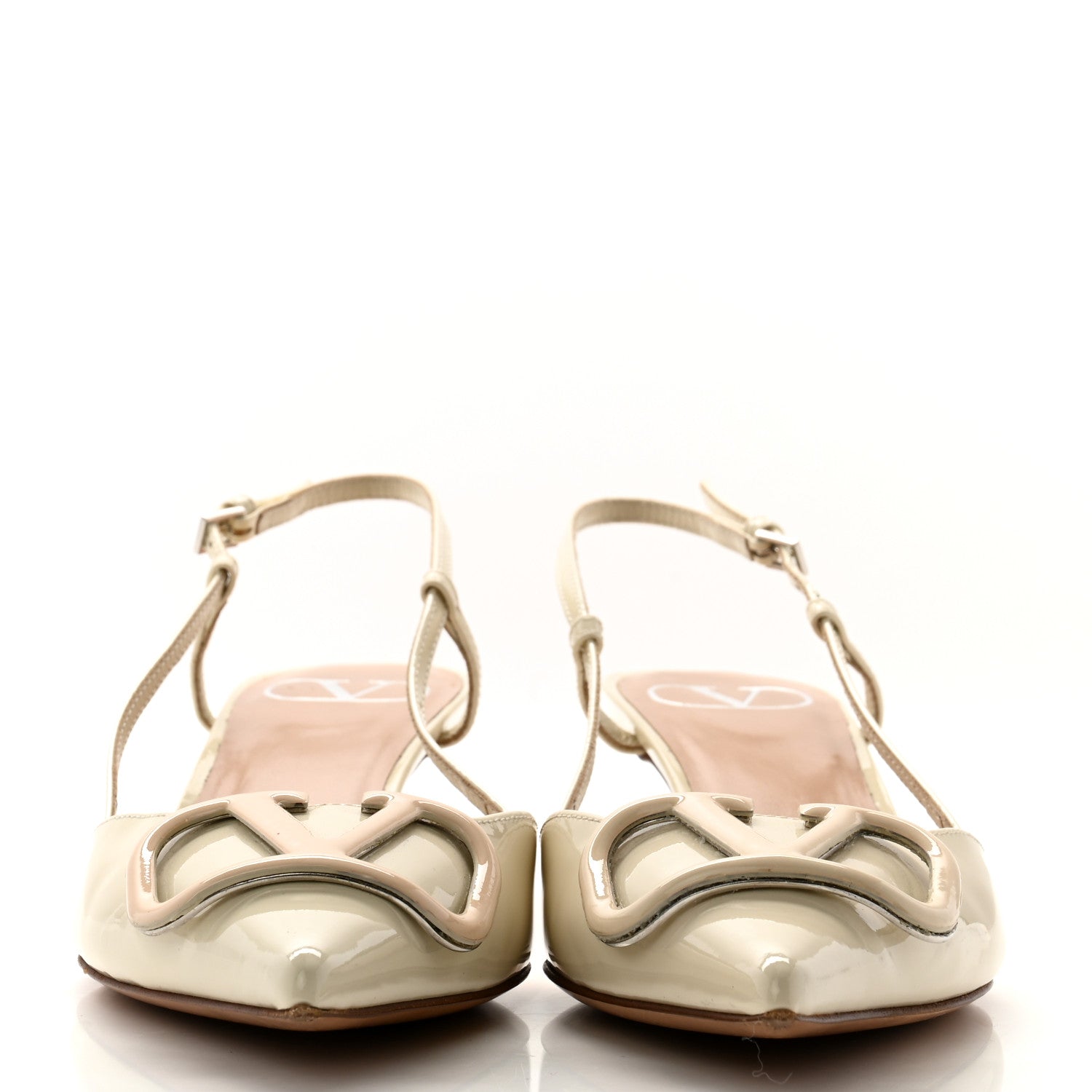 Valentino Garavani Patent Tonal Vlogo Slingback 40mm Pumps 37 Ivory 2 of 10
