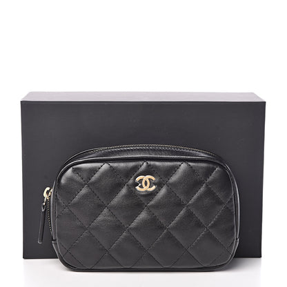 Chanel Lambskin Quilted Small Curvy Pouch Cosmetic Case Black 8 of 8