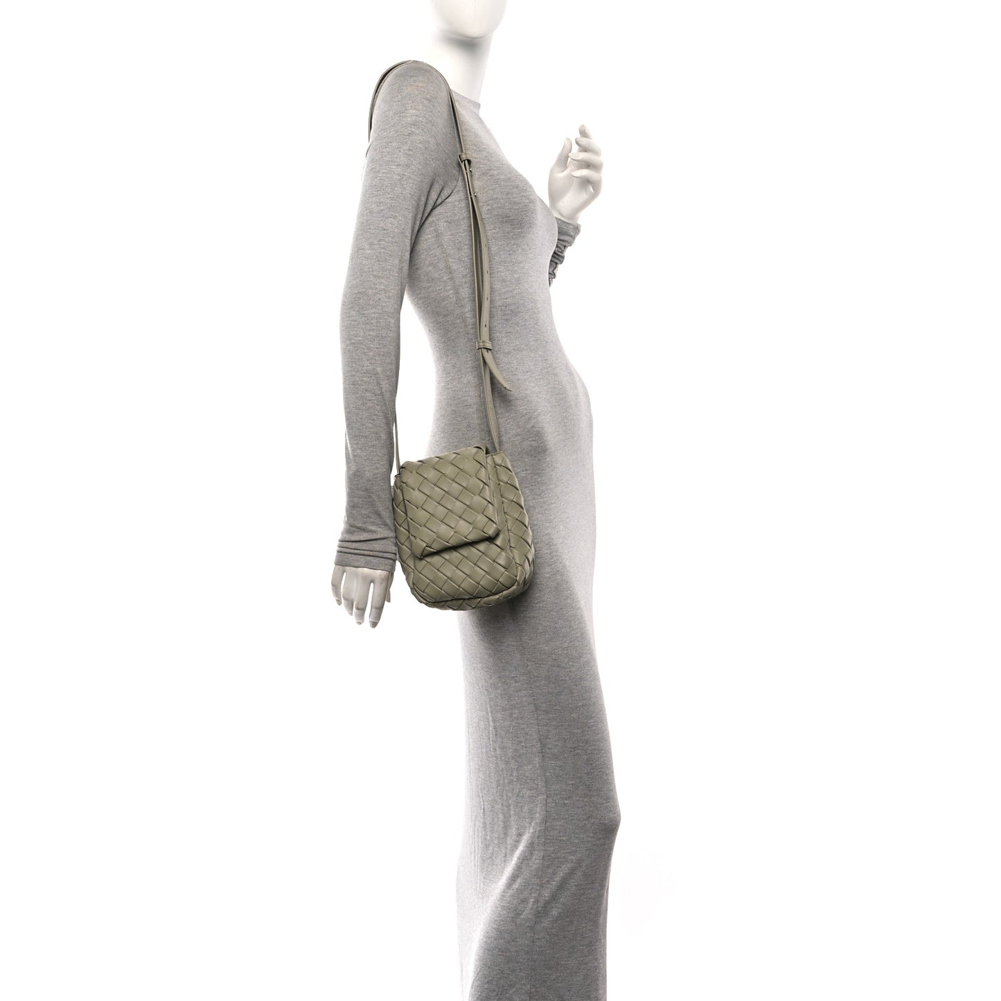 Nappa Intrecciato Mini Vertical Cobble Shoulder Bag Travertine