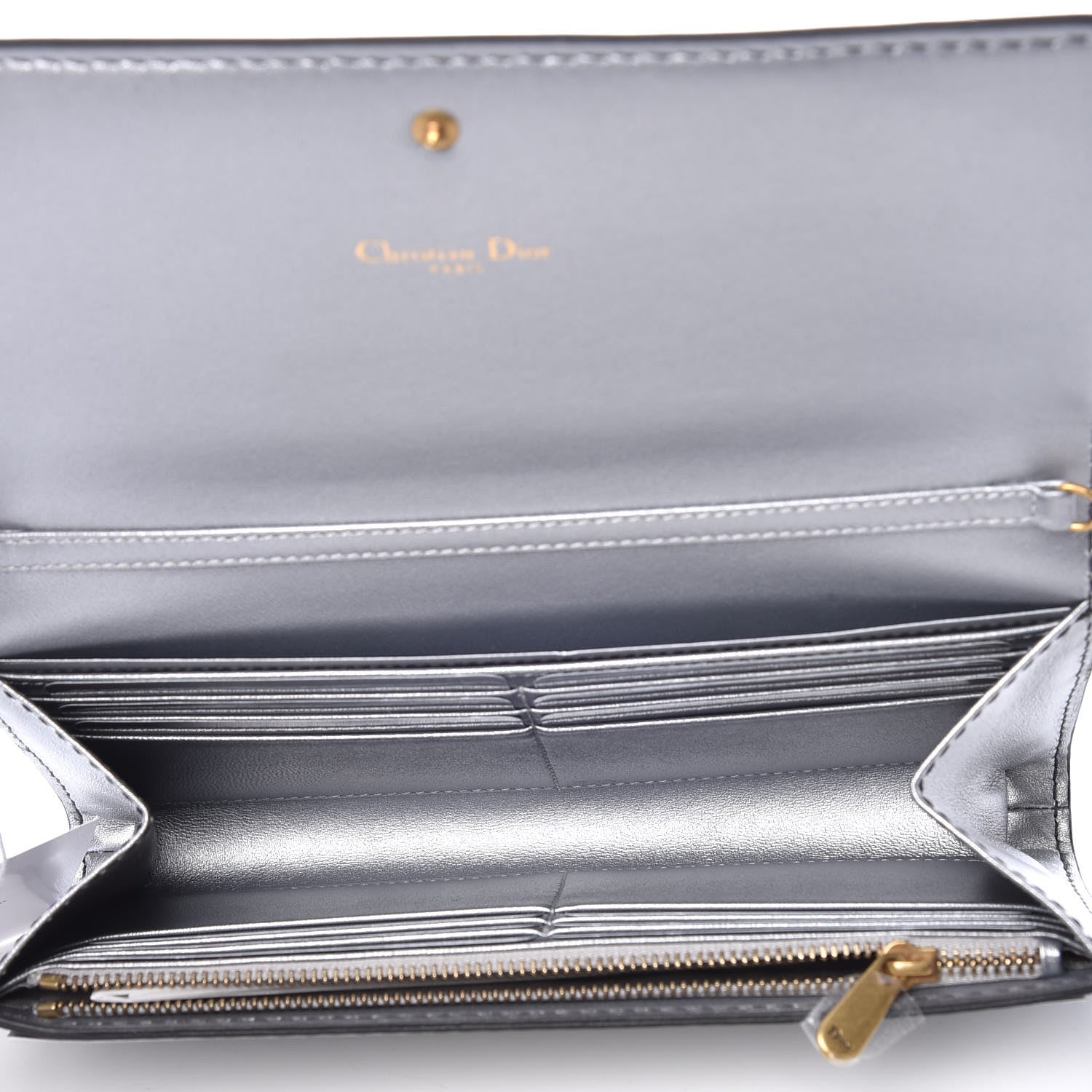 Christian Dior Metallic Calfskin J'Adior Croisiere Chain Wallet Silver 5 of 7