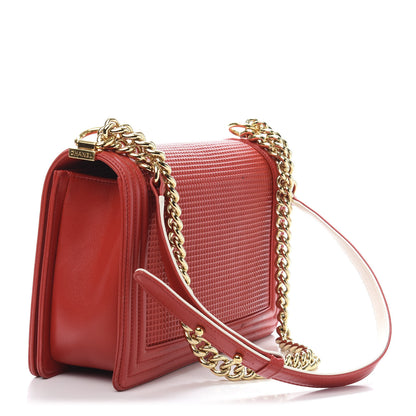 Chanel Lambskin Embossed New Medium Boy Cube Flap Red 3 of 21