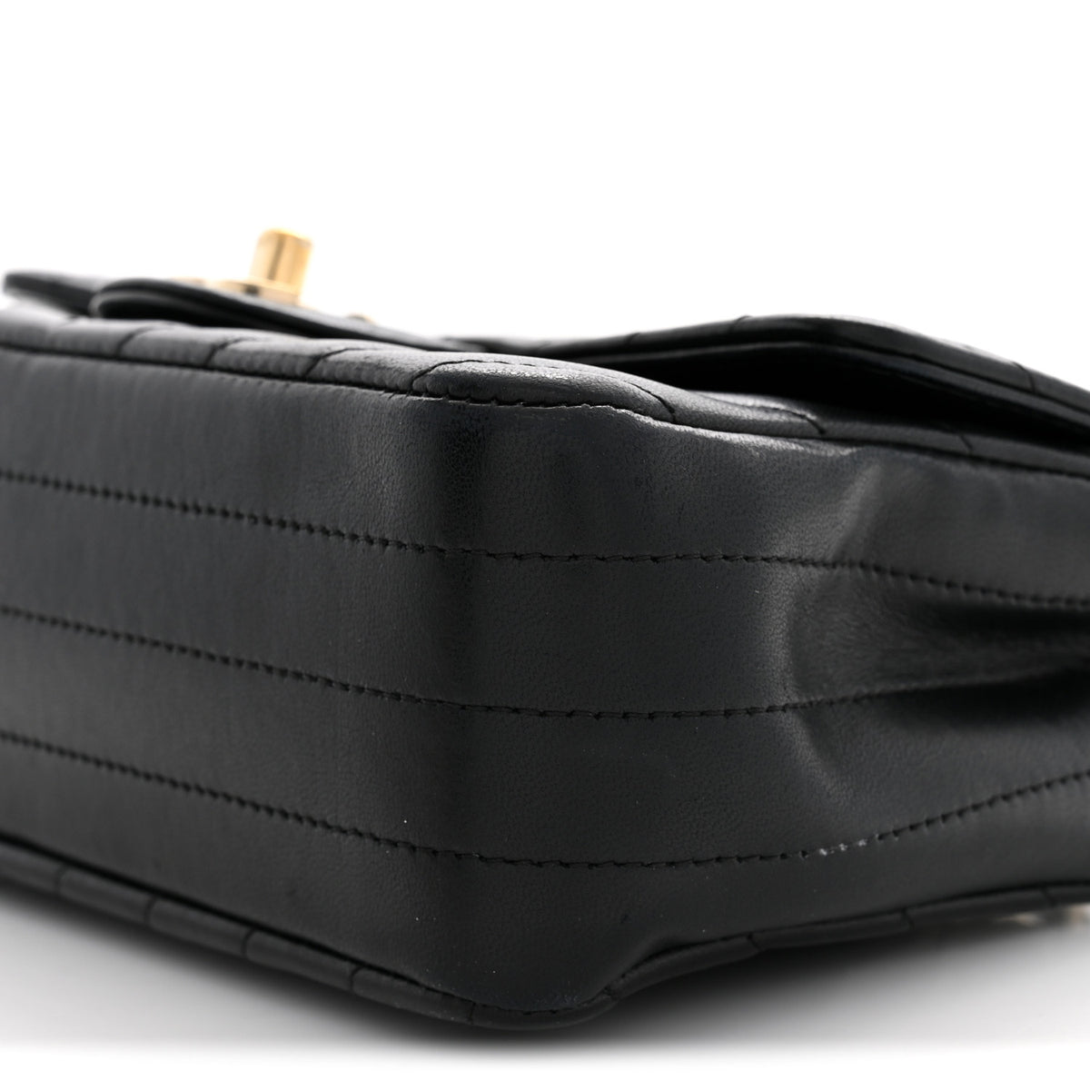 Lambskin Chevron Quilted Mini Rectangular Flap Black