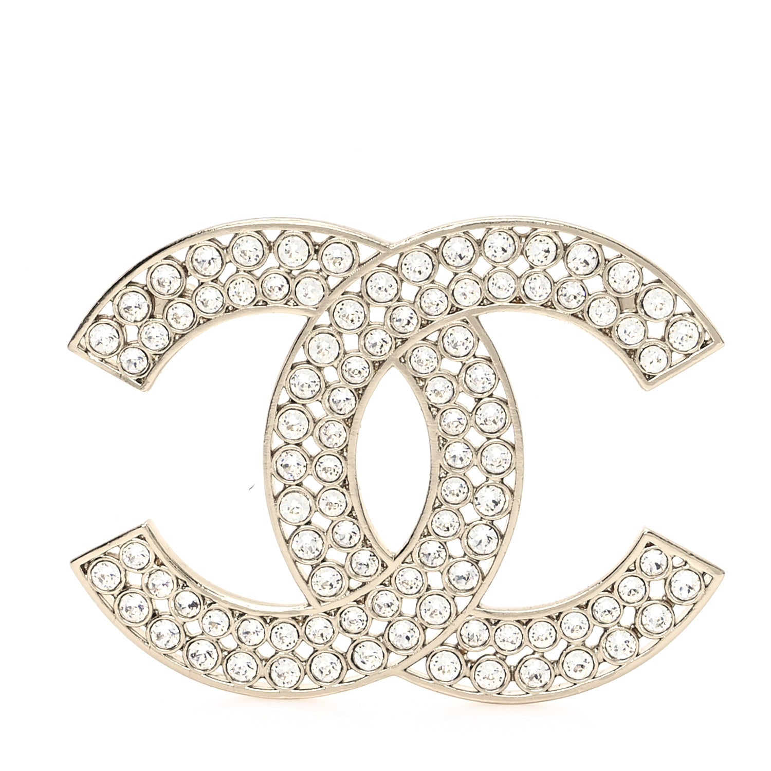 Chanel Metal Crystal CC Brooch Gold 1 of 4