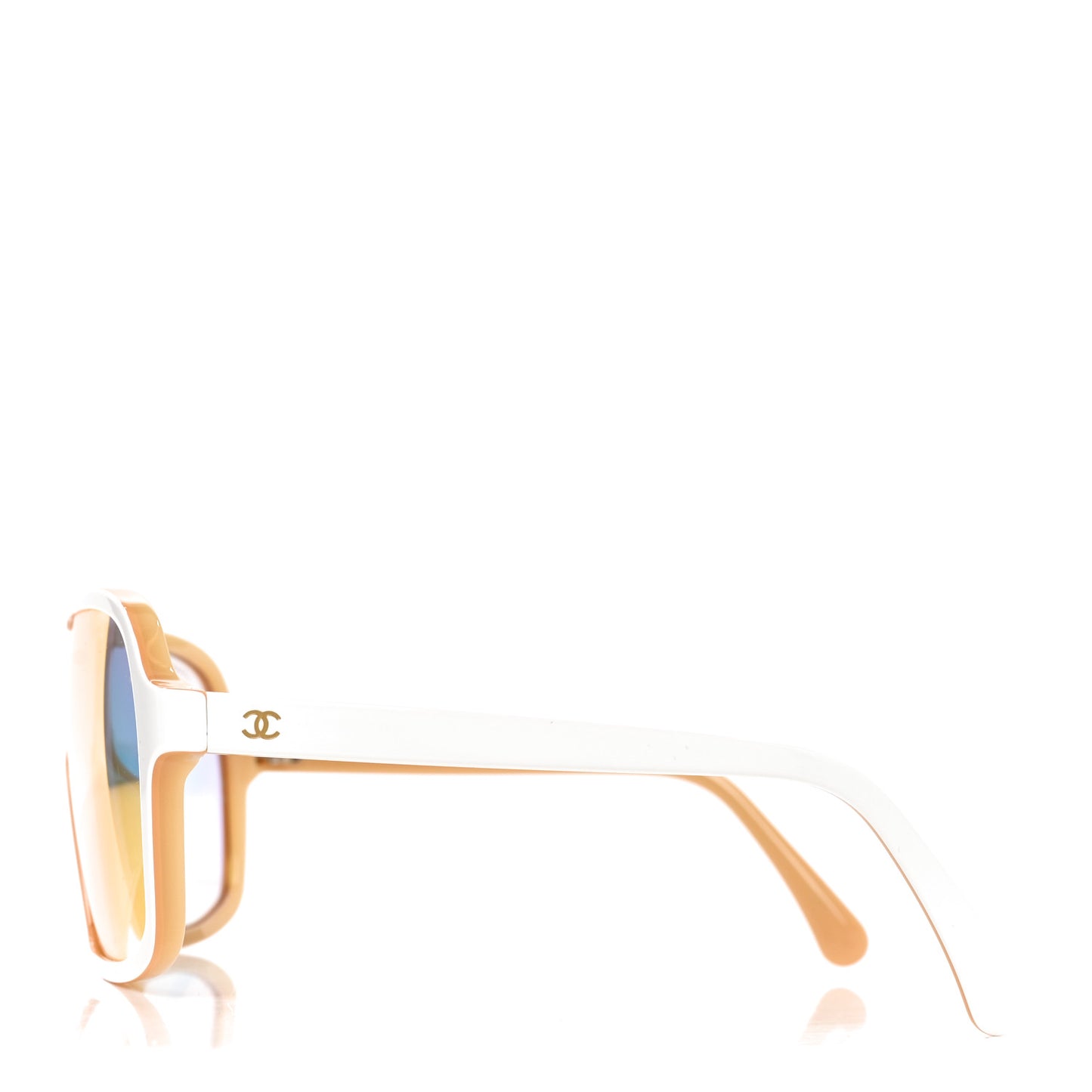 Acetate Shield Quilted Sunglasses 71655A White Gold