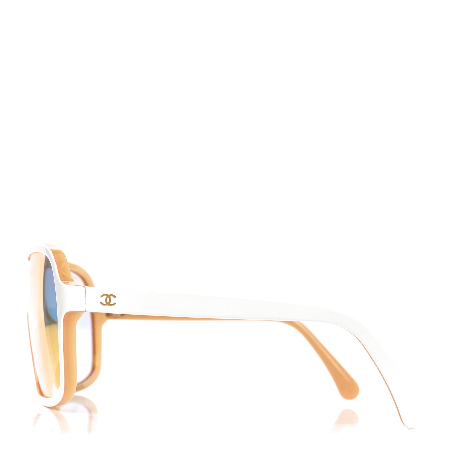 Chanel Acetate Shield Quilted Sunglasses 71655A White Gold 3 of 7