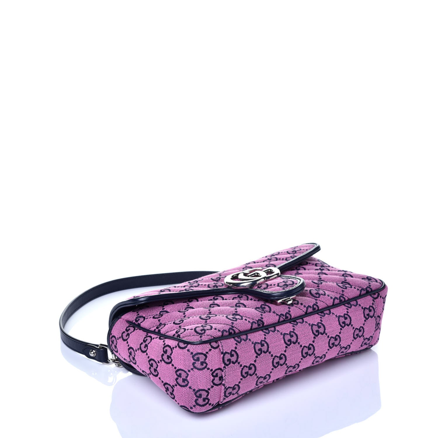 Gucci Monogram Multicolor Matelasse Diagonal Small GG Marmont Shoulder Bag Pink Blue 5 of 10