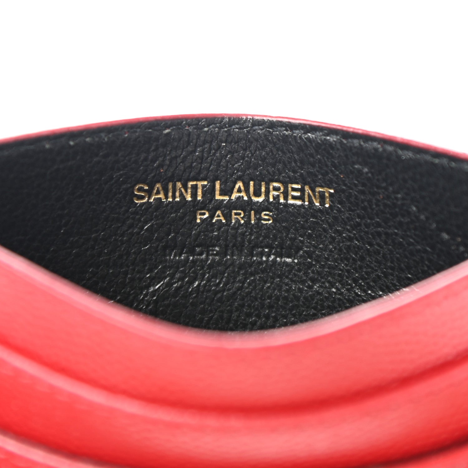 Saint Laurent Grain De Poudre Matelasse Chevron Monogram Credit Card Case New Red 6 of 7
