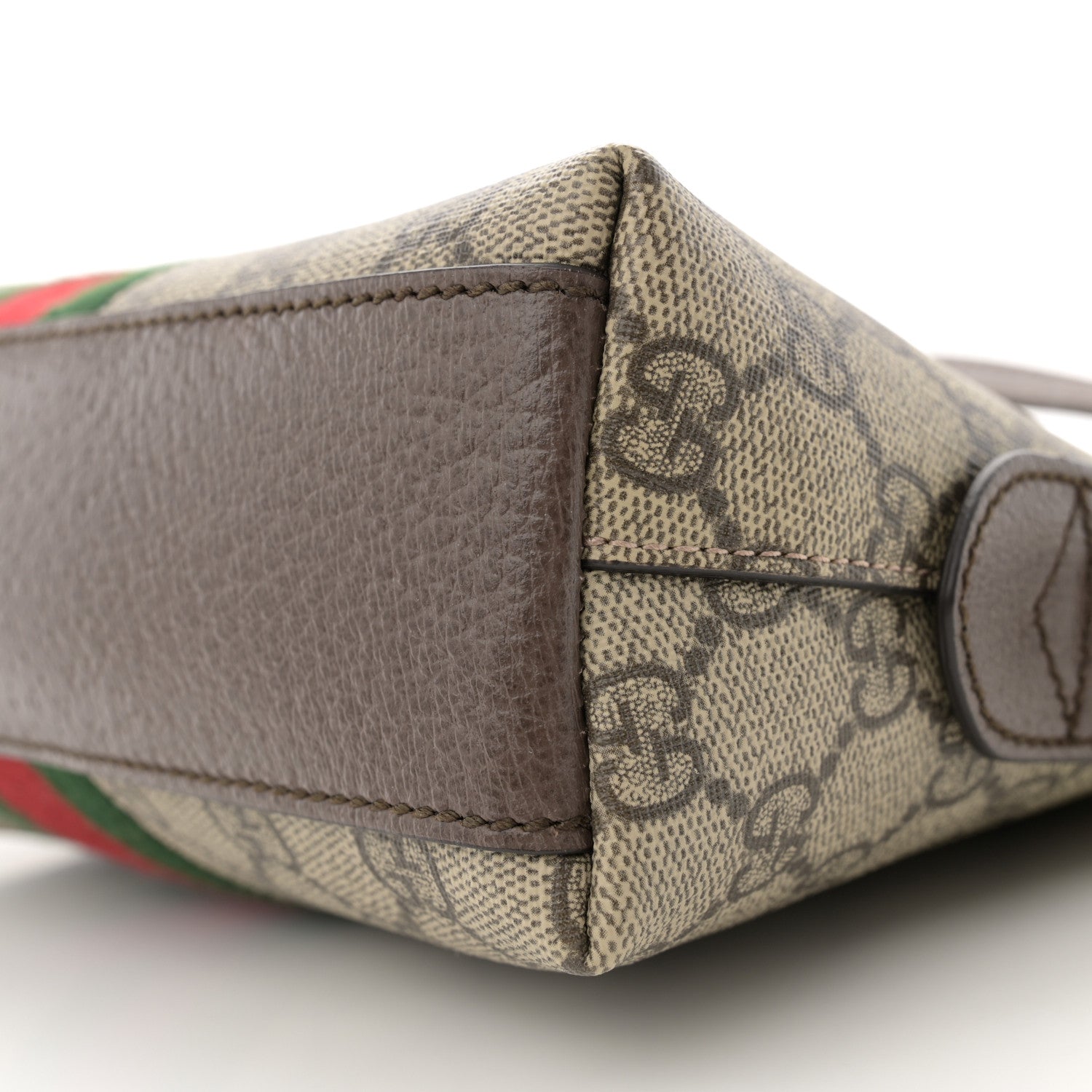 Gucci GG Supreme Monogram Textured Dollar Calfskin Web Small Ophidia Dome Shoulder Bag Beige Ebony New Acero 10 of 10