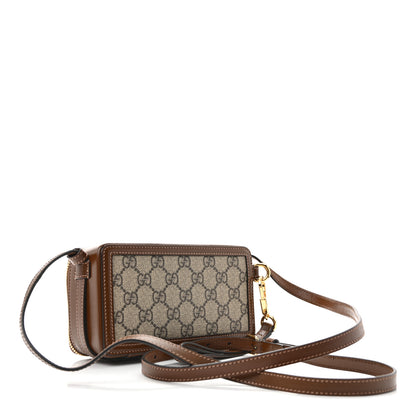Gucci GG Supreme Monogram Azalea Calfskin Mini Retro Interlocking G Mini Shoulder Bag Beige Ebony Brown Sugar 3 of 11