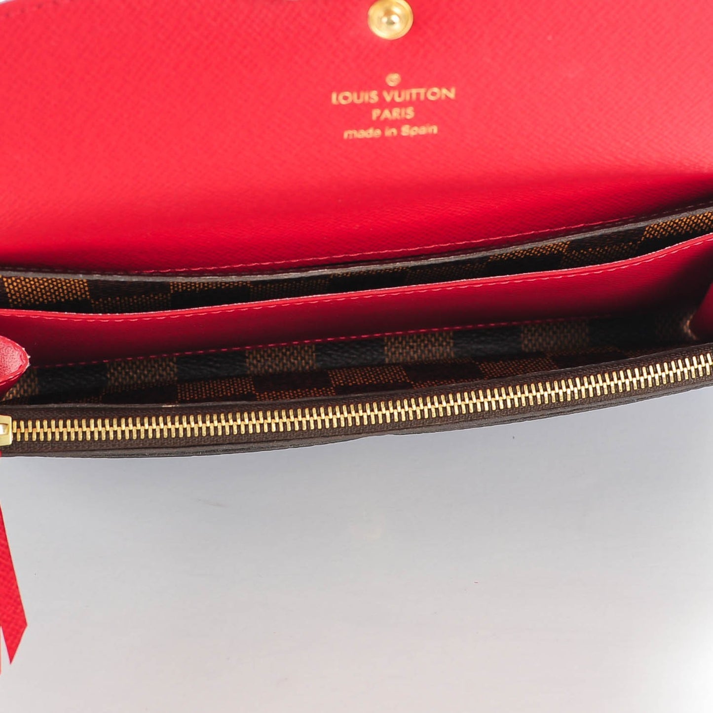 Damier Ebene Emilie Wallet Red