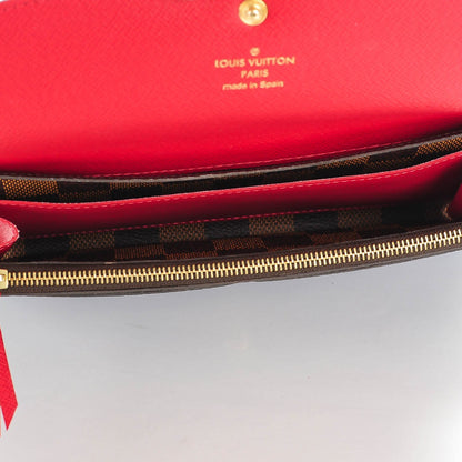 Louis Vuitton Damier Ebene Emilie Wallet Red 5 of 7