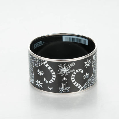 Hermes Enamel Printed Extra Wide Les Leopards Positif Negatif Bracelet 65 Black 4 of 7