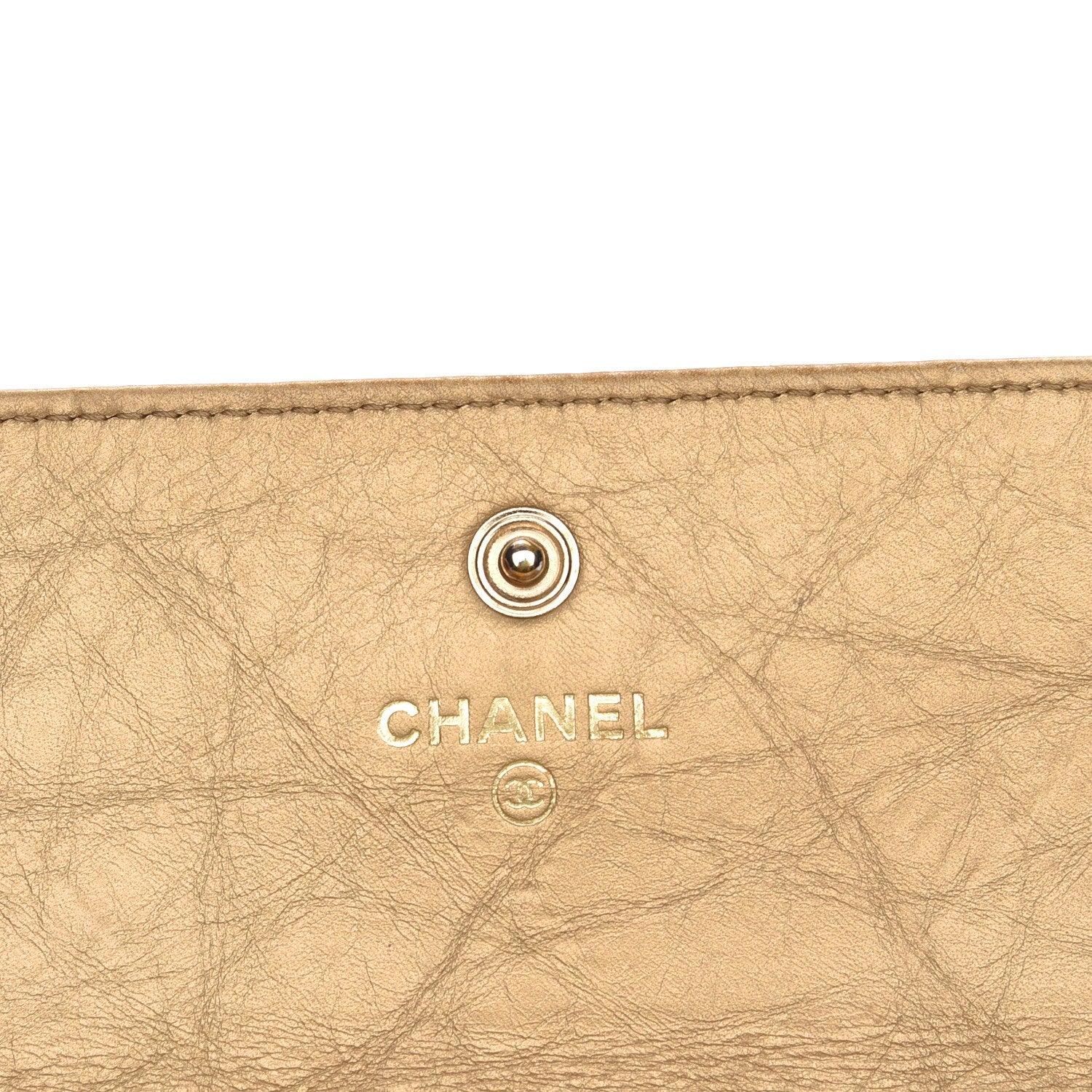 Chanel Aged Metallic Calfskin Quilted Large Palette Flap Wallet Gold 5 of 11