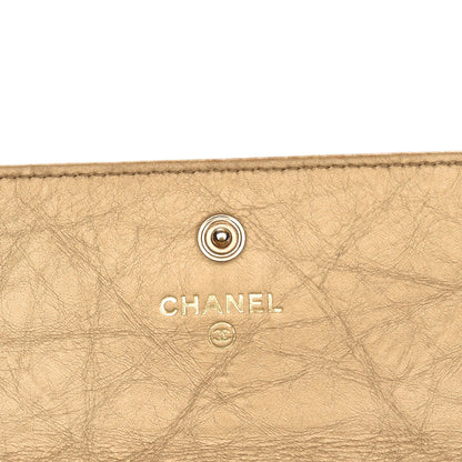 Chanel Aged Metallic Calfskin Quilted Large Palette Flap Wallet Gold 5 of 11