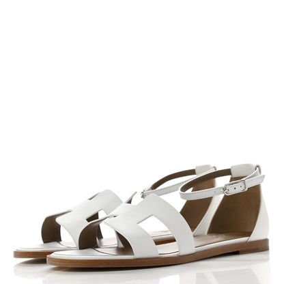Hermes Calfskin Santorini Sandals 37.5 White 3 of 9