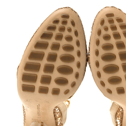 Bottega Veneta Mesh Nappa Chunky Chain Sandals 37 Beige Pony 6 of 12