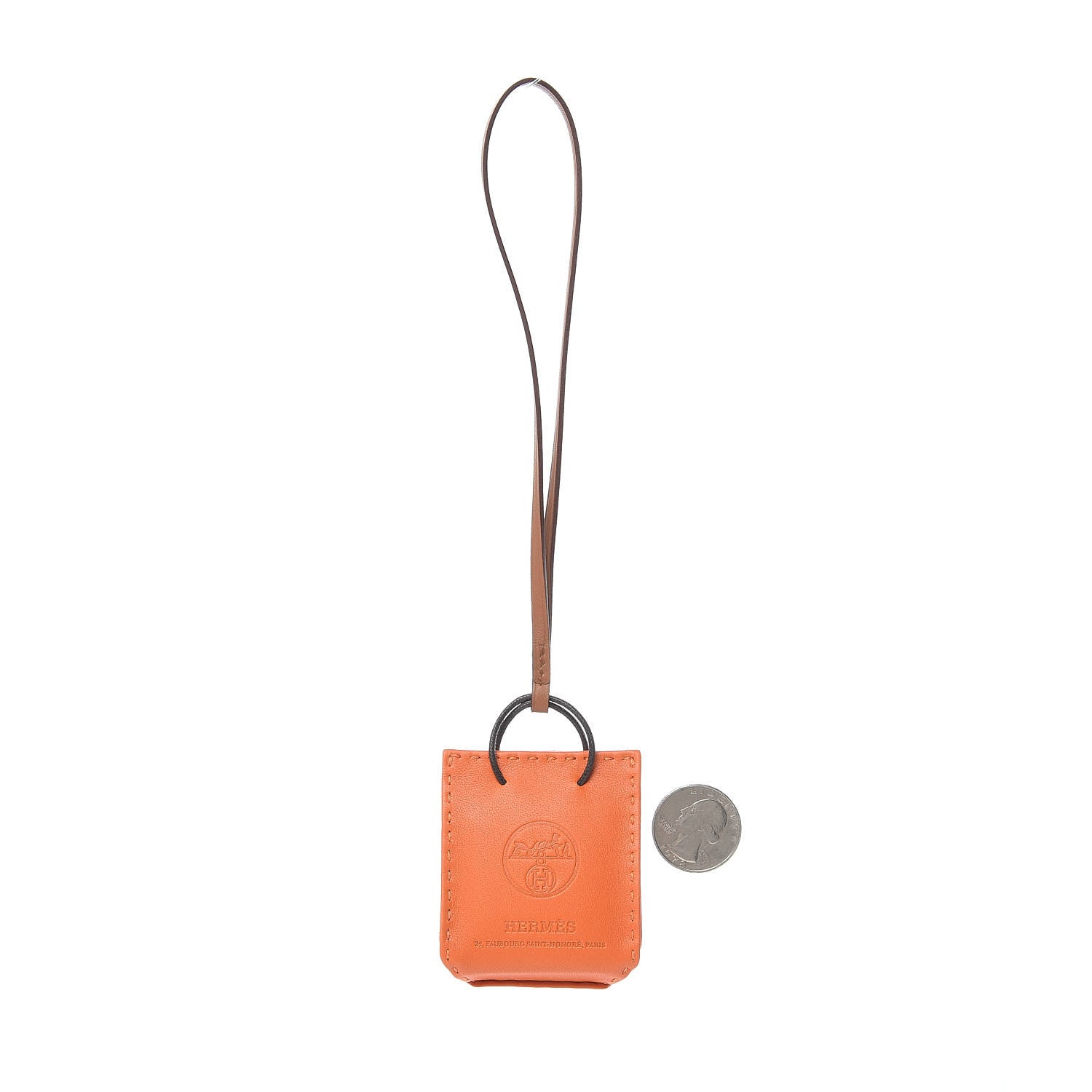 Hermes Milo Lambskin Swift Shopping Bag Charm Feu Gold 2 of 5