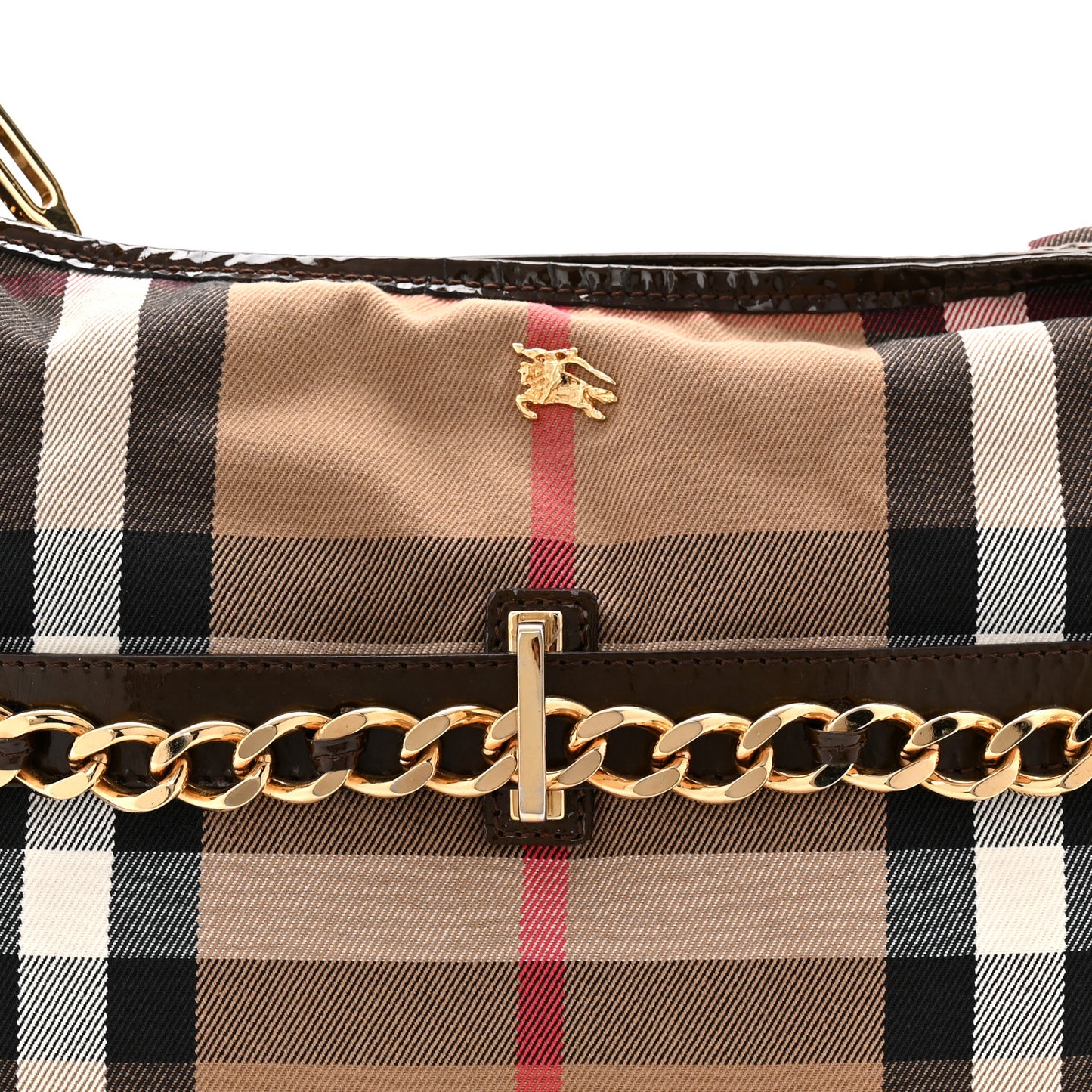 Patent House Check Chain Hobo Brown