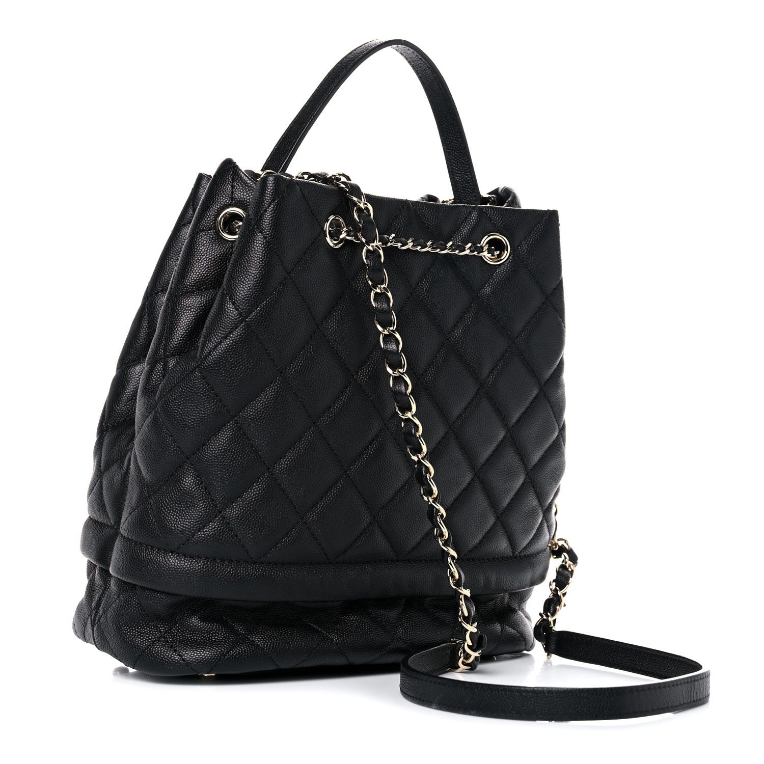 Chanel Caviar Quilted Large Rolled Up Bucket Drawstring Bag Black 3 of 12