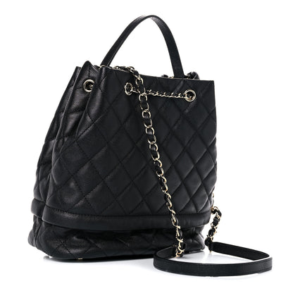 Chanel Caviar Quilted Large Rolled Up Bucket Drawstring Bag Black 3 of 12