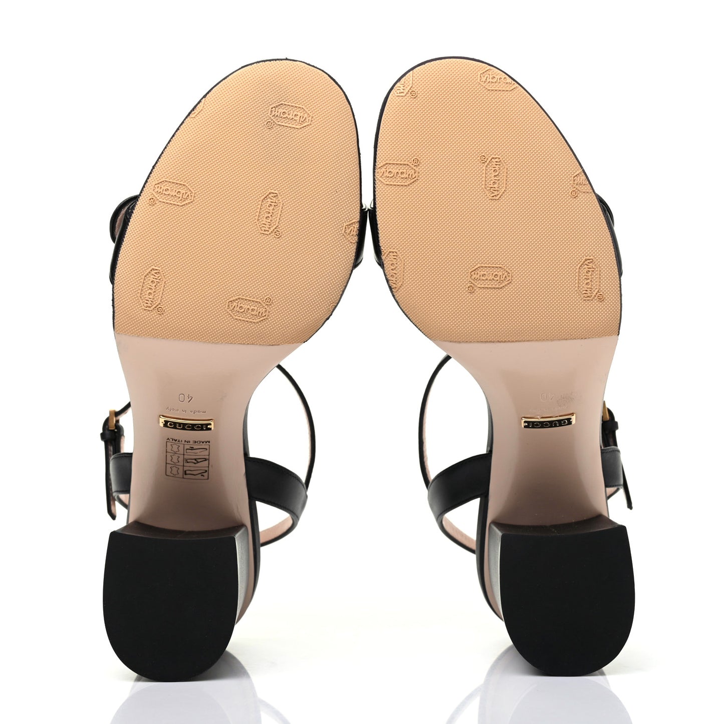 Lifford Calfskin GG Marmont Ankle Wrap 75mm Sandals 40 Black