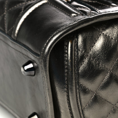 Burberry Metallic Calfskin Quilted Mini Manor Tote Pewter 11 of 11