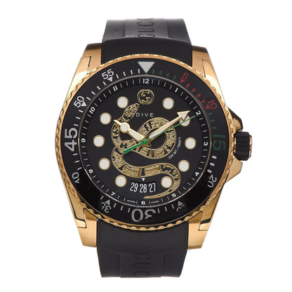 Gucci Stainless Steel Rubber 45mm Dive Snake Quartz Watch Black 1 of 7