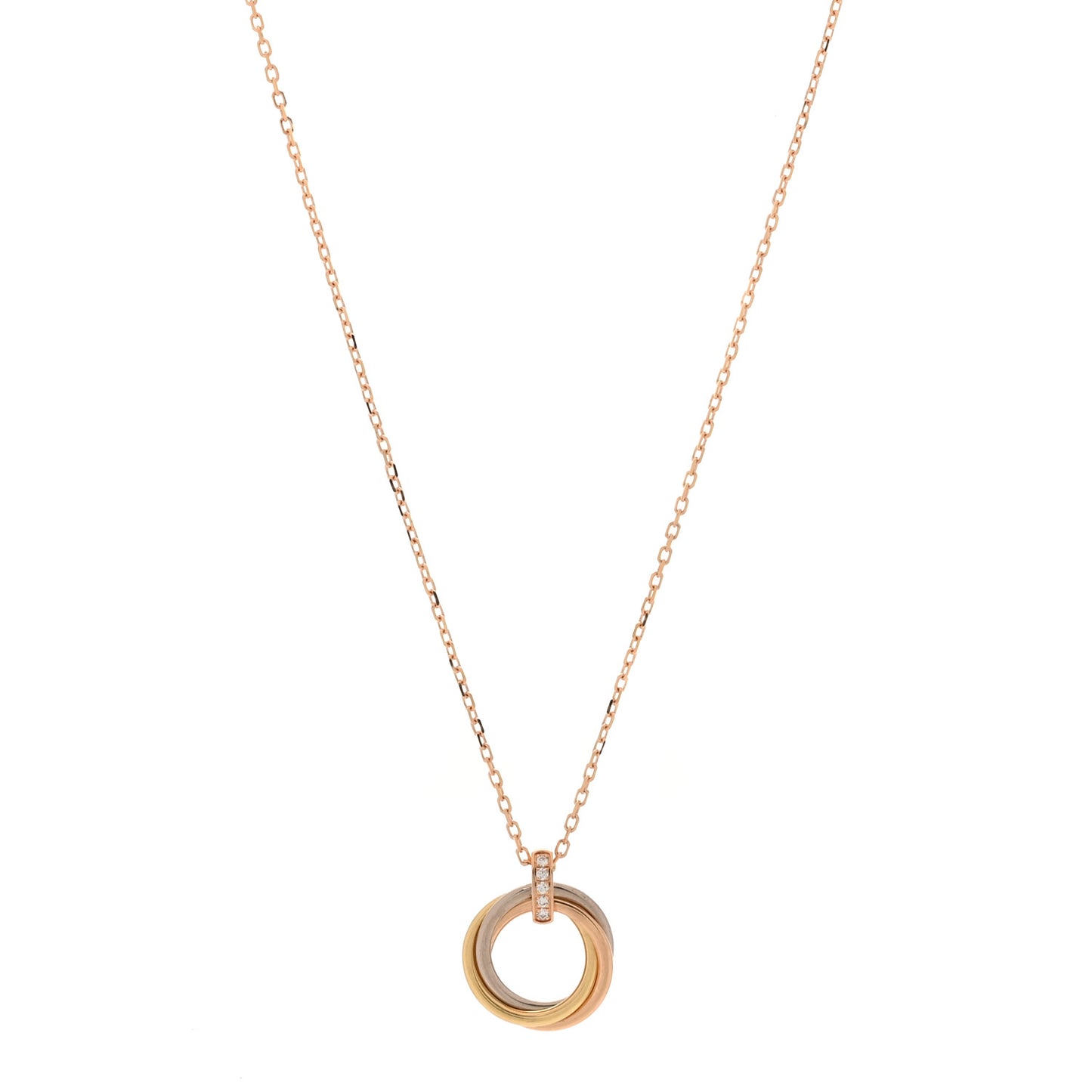 18K Pink White Yellow Gold Diamond Trinity Pendant Necklace