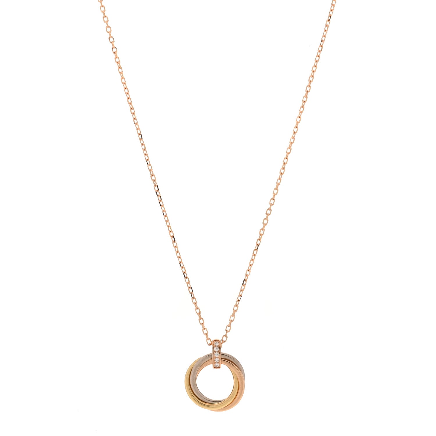Cartier 18K Pink White Yellow Gold Diamond Trinity Pendant Necklace 1 of 5