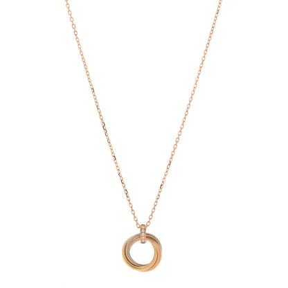 Cartier 18K Pink White Yellow Gold Diamond Trinity Pendant Necklace 1 of 5