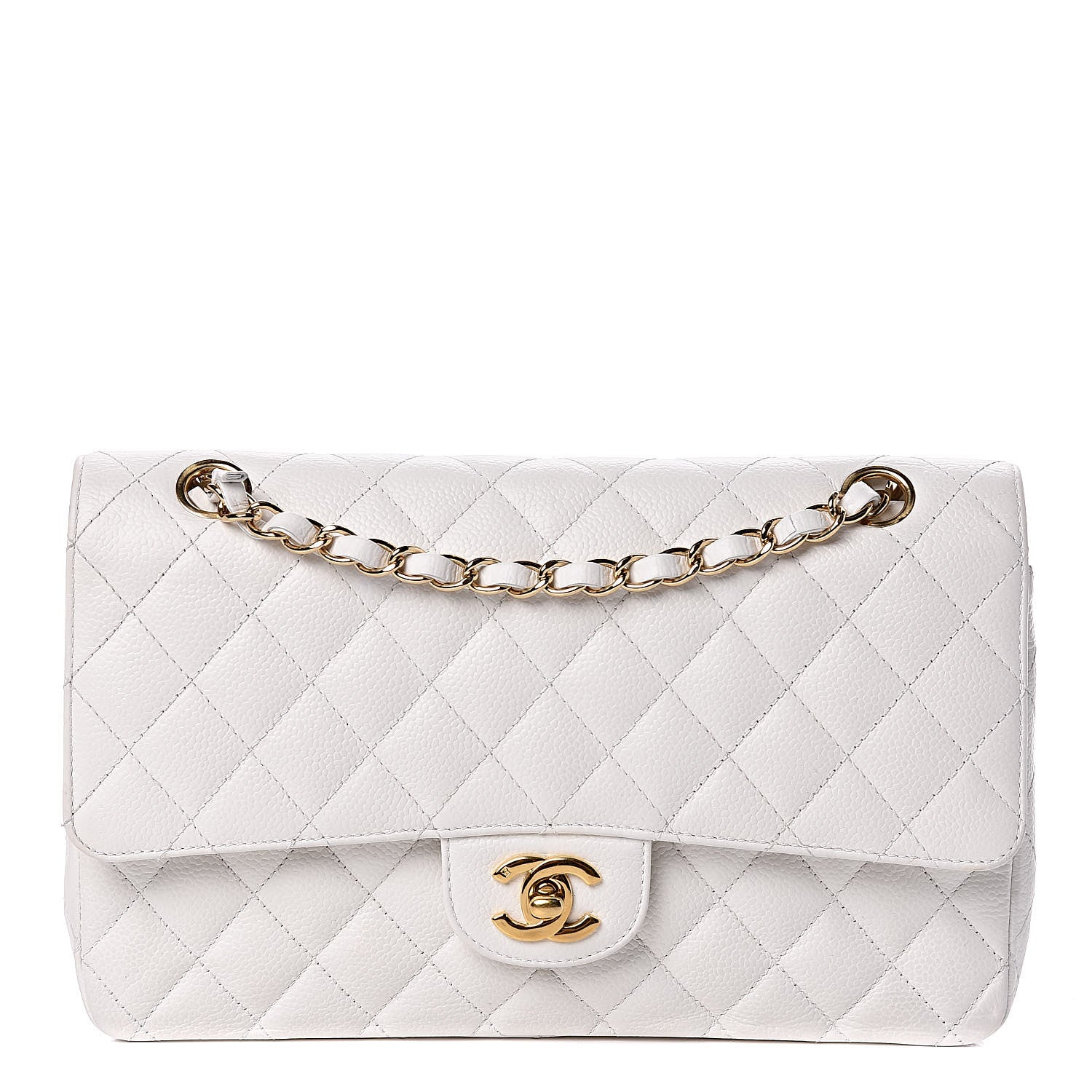 Chanel Caviar Quilted Medium Double Flap White 1 of 12