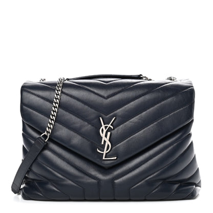 Saint Laurent Calfskin Y Quilted Monogram Medium Loulou Chain Satchel Medium Blue 1 of 9